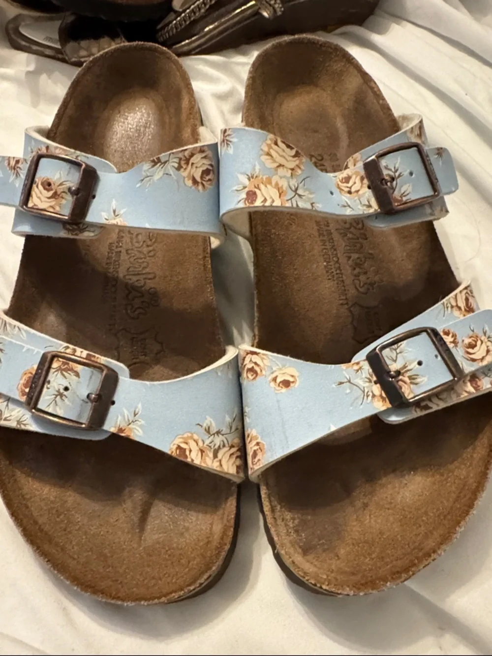 Birkenstock Light Blue Floral Double-Buckle Women Sandals